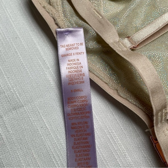 SAVAGE X FENTY Bralette Front Closure Mesh Sheer Metallic Pearl XS adjustable - Picture 2 of 8